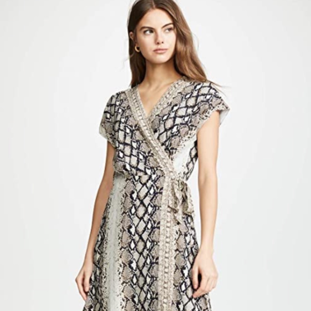 NWT Joie Snake Bethwyn C Print Wrap Midi Dress